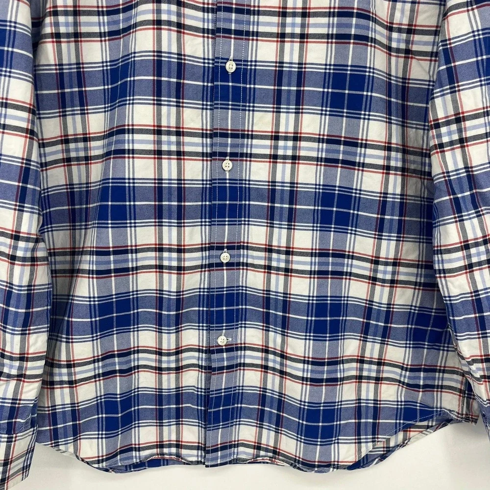 Banana Republic Mens Oxford Shirt Slim Fit Blue White Plaid Size M